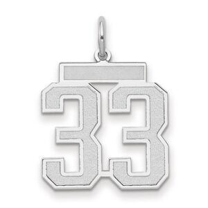 14k White Gold, Jersey Collection, Medium Number 33 Pendant